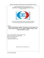 PHÂN TÍCH HOẠT ĐỘNG tín DỤNG NGẮN hạn tại NGÂN HÀNG đầu tư và PHÁT TRIỂN VIỆT NAM – CHI NHÁNH cà MAU