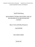 DEVELOPMENT CONTROL FOR CENTRAL AREA OF HO CHI MINH CITY IN THE INTEGRATION CONTEXT
