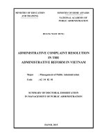 ADMINISTRATIVE COMPLAINT RESOLUTION IN THE ADMINISTRATIVE REFORM IN VIET NAM