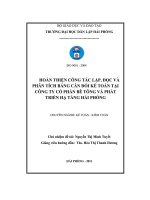 Đề tài hoàn thiện công tác lập, đọc và phân tích bảng cân đối kế toán tại công ty cổ phần bê tông và phát triển hạ tầng hải phòng