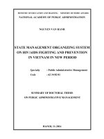 STATE MANAGEMENT ORGANIZING SYSTEM ON HIV AIDS FIGHTING AND PREVENTION IN VIETNAM IN NEW PERIOD