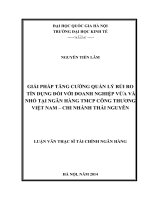 Giải pháp tăng cường quản lý rủi ro tín dụng đối với doanh nghiệp vừa và nhỏ tại Ngân hàng TMCP công thương Việt Nam chi nhánh Thái Nguyên