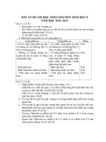 Đáp án HSG sinh 8 năm học 2010-2011