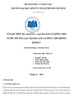 Nguyên cứu Vì sao Tiền Mỹ Không Tạo Ra Sản lượng cho Nước Mỹ mà lại tạo ra sản lương cho Hongkong