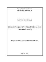 Tăng cường quản lý nợ thuế trên địa bàn thành phố Hà Nội