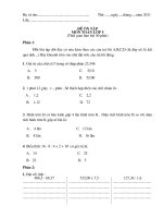 Đề kiểm tra cuối học kỳ II môn Toán