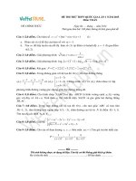 Đề thi thử môn toán kỳ thi THPT quốc gia lần 1 năm 2015