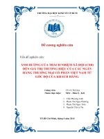 ẢNH HƯỞNG CỦA TRÁCH NHIỆM XÃ HỘI (CSR) ĐẾN GIÁ TRỊ THƯƠNG HIỆU CỦA CÁC NGÂN HÀNG THƯƠNG MẠI CỔ PHẦN VIỆT NAM TỪ GÓC ĐỘ CỦA KHÁCH HÀNG