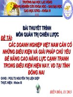 BÀI THUYẾT TRÌNH MÔN QUẢN TRỊ CHIẾN CÁC DOANH NGHIỆP VIỆT NAM CẦN CÓ NHỮNG ĐIỀU KIỆN VÀ GIẢI PHÁP CHỦ YẾU ĐỂ NÂNG CAO NĂNG LỰC CẠNH TRANH TRONG ĐIỀU KIỆN HIỆN NAY. VD TẠI TỈNH ĐỒNG NAI
