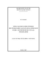 Nâng cao chất lượng tín dụng đối với hộ nghèo tại Ngân hàng Chính sách xã hội - Chi nhánh huyện Tân Lạc, tỉnh Hòa Bình