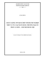 Chất lượng tín dụng đối với doanh nghiệp nhỏ và vừa tại ngân hàng TMCP á châu   chi nhánh hà nội