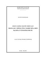 Chất lượng nguồn nhân lực trong quá trình công nghiệp hóa, hiện đại hóa ở tỉnh bình phước