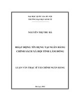 Hoạt động tín dụng tại Ngân hàng Chính sách xã hội tỉnh Lâm Đồng