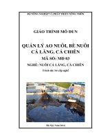 Giáo trình MD03-Quản lý bè nuôi, ao nuôi cá lăng cá chiên
