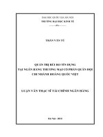 Quản trị rủi ro tín dụng tại Ngân hàng thương mại cổ phần quân đội Chi nhánh Hoàng Quốc Việt