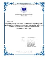 NHẬN DIỆN CÁC NHÂN TỐ ẢNH HƯỞNG ĐẾN HIỆU QUẢ HOẠT ĐỘNG CỦA DOANH NGHIỆP NIÊM YẾT TRÊN SÀN CHỨNG KHOÁN THÀNH PHỐ HỒ CHÍ MINH GIAI ĐOẠN 2007 - 2011