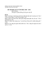 ĐỀ THI MÔN SINH HỌC LỚP 9 KỲ II