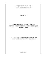 Quản trị nhân sự tại Công ty trách nhiệm hữu hạn Đá cẩm thạch RK Việt Nam