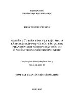 Nghiên cứu biến tính vật liệu SBA-15 làm chất hấp phụ và xúc tác quang phân hủy một số hợp chất hữu cơ ô nhiễm trong môi trường nước