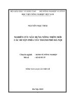 tóm tắt luận án tiến sĩ Nghiên cứu xây dựng nông thôn mới các huyện phía Tây thành phố Hà Nội