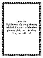 Nghiên cứu xây dựng chương trình tính toán vị trí tàu theo phương pháp ma trận vòng đẳng cao thiên thể