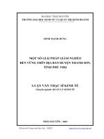 Một số giải pháp giảm nghèo bền vững trên địa bàn huyện Thanh Sơn, tỉnh Phú Thọ