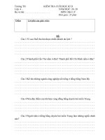 ĐỀ KIỂM TRA CUỐI NĂM MÔN ĐỊA LÝ