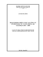 Hoạch định chiến lược tại Công ty Cổ phần Đầu tư và Xây dựng AIC giai đoạn 2015-2020