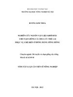 tóm tắt luận án tiến sĩ  Nghiên cứu nguồn vật liệu khởi đầu cho tạo giống cà chua ưu thế lai phục vụ chế biến ở đồng bằng sông Hồng