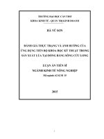 Đánh giá thực trạng và ảnh hưởng của ứng dụng tiến bộ khoa học kỹ thuật trong sản xuất lúa tại đồng bằng sông cửu long