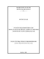 Ứng dụng hoạch định chiến lược trong xây dựng địa phương Nghiên cứu điển hình tại huyện Duy Xuyên, tỉnh Quảng Nam