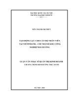 Tạo động lực cho cán bộ nhân viên tại Vietinbank - chi nhánh khu công nghiệp Hải Dương