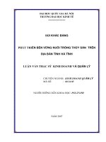 Phát triển bền vững nuôi trồng thủy sản trên địa bàn tỉnh Hà Tĩnh