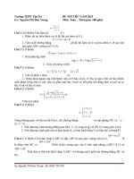 Đề thi thử Trường THPT Thu Xà 2015