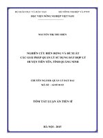 tóm tắt luận án tiến sĩ  Nghiên cứu biến động và đề xuất giải pháp quản lý sử dụng đất hợp lý huyện Tiên Yên tỉnh Quảng Ninh