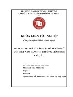 Hoạt động marketing nhằm đẩy mạnh xuất khẩu mặt hàng gốm sứ của Việt Nam sang thị 2 trường EU