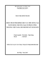 Phân tích tình hình cho vay tiêu dùng tại ngân hàng TMCP công thương Việt Nam, chi nhánh Ngũ Hành Sơn