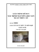 giáo trình mo đun xác định nguyên liệu sản xuất thức ăn chăn nuôi
