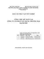 BÁO CÁO THỰC TẬP TỔNG HỢP CHUYÊN NGÀNH KẾ TOÁN CÔNG tác kê TOÁN tại CÔNG TY cổ PHẦN xây DỰNG MẠNH PHÚ