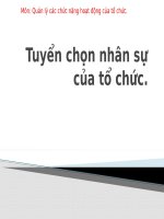 Thảo luận môn Quản lý chức năng hoạt động của tổ chức: Tuyển chọn nhân sự của tổ chức