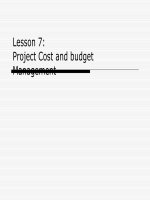 Lesson 07 Project Cost and Budget Management