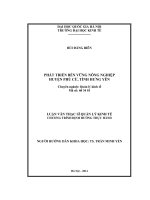 Phát triển bền vững nông nghiệp huyện Phù Cừ, tỉnh Hưng Yên