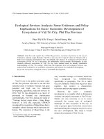 Ecological Services Analysis Some Evidences and Policy Implications for Socio- Economic Development of Ecosystems of Việt Trì City, Phú Thọ Province