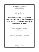 Hoàn thiện công tác quản lý thu thuế thu nhập doanh nghiệp trên địa bàn Ngũ Hành Sơn, thành phố Đà Nẵng
