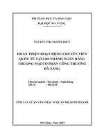 Hoàn thiện hoạt động chuyển tiền quốc tế tại chi nhánh ngân hàng TMCP công thương Đà Nẵng