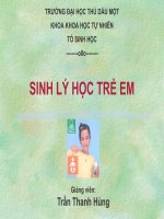 CHƯƠNG I - SỰ TĂNG TRƯỞNG VÀ PHÁT TRIỂN CỦA CƠ THỂ TRẺ EM (TIẾP THEO)