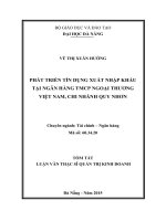 Phát triển tín dụng xuất nhập khẩu tại ngân hàng TMCP ngoại thương Việt Nam, chi nhánh Quy Nhơn