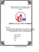 KHOÁ LUẬN tốt NGHIỆP CHUYÊN NGÀNH kế TOÁN GIẢI PHÁP HOÀN THIỆN CÔNG tác kế TOÁN tập hợp CHI PHÍ và TÍNH GIÁ THÀNH sản PHẨM tại CÔNG TY cổ PHẦN dược vật tư y tế THANH HOÁ