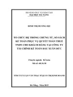 Tổ chức hệ thống chứng từ sổ sách kế toán phục vụ quyết toán thuế TNDN cho khách hàng tại công ty tài chính kế toán đầu tư xuân đức