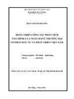 Hoàn thiện công tác phân tích tài chính của ngân hàng TMCP đầu tư và phát triển Việt Nam